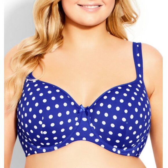 Avenue Other - Avenue Body Blue Polka Dot Fashion Balconette Underwire Bra 50DDD NWT